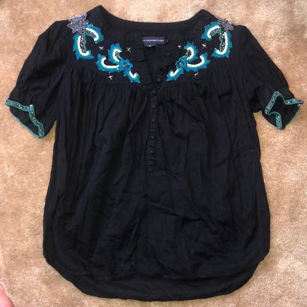 Embroidered & Beaded French Connection Blouse